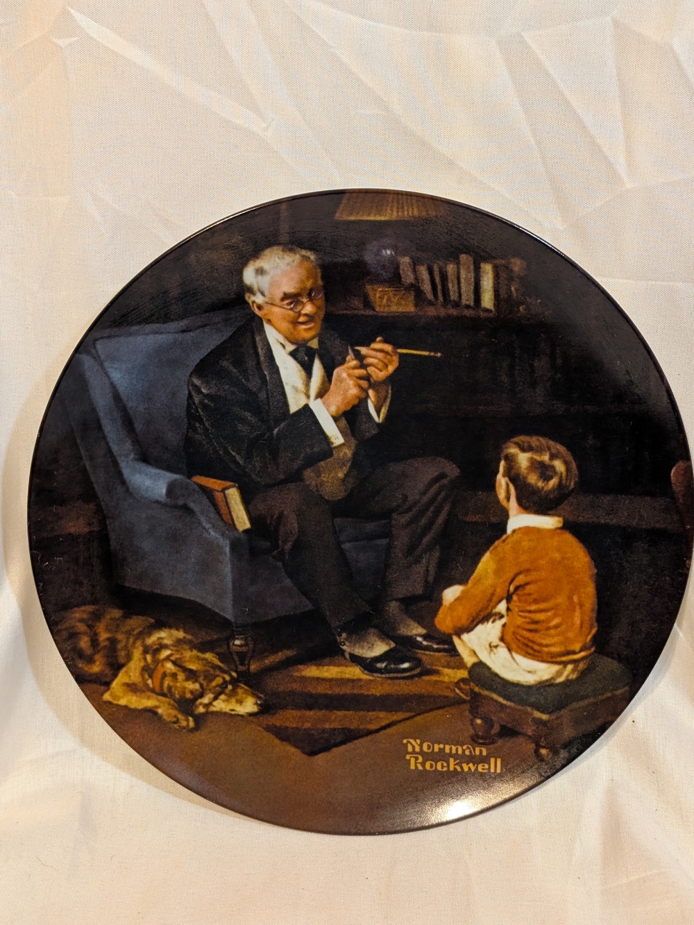 Knowles Brand Norman Rockwell 'The Tycoon' Storytime Decorative Plate